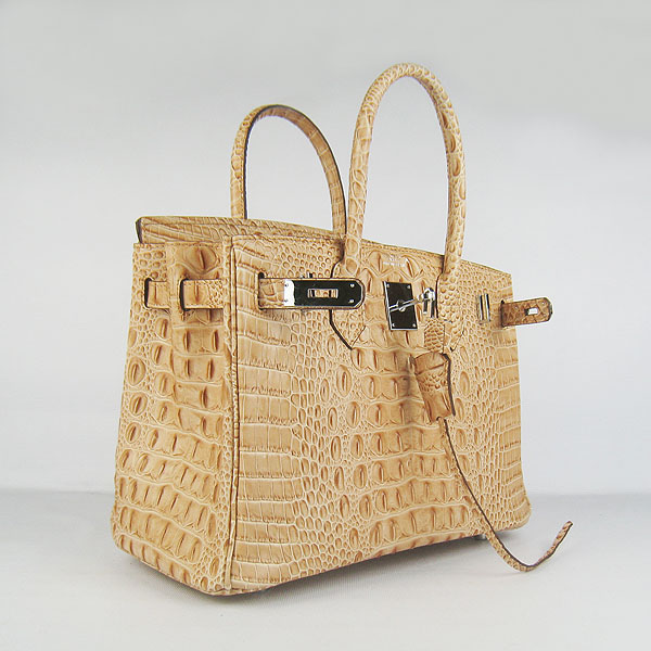 Replica Hermes Birkin 30CM Crocodile Head Veins Bag Earth Yellow 6088 On Sale